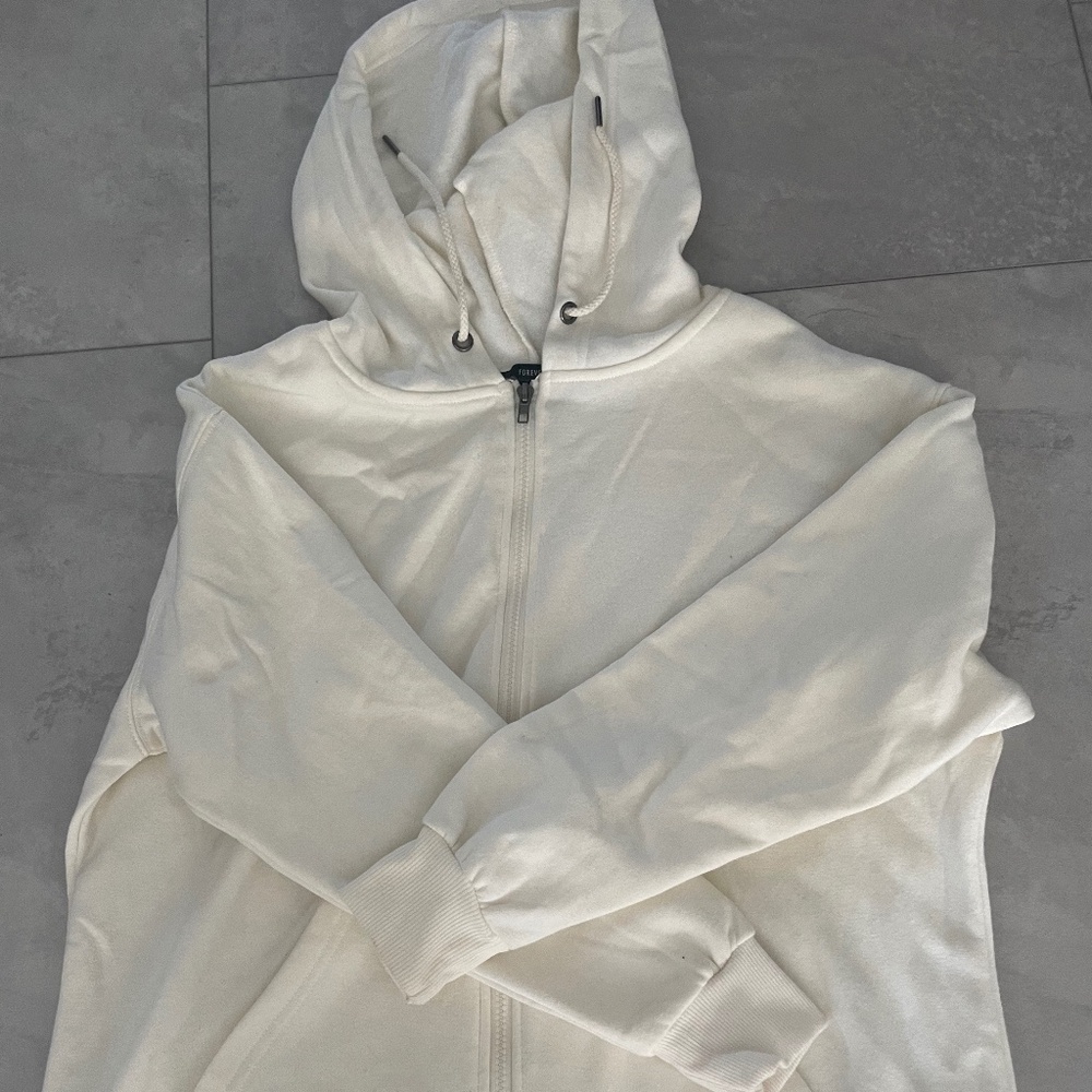 White zip-up hoodie